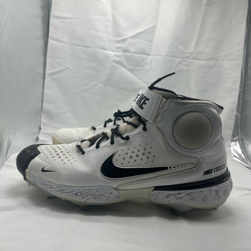 Men’s Size 15 Nike Alpha Huarache Elite 3 Mid White Black Baseball CV3550-105